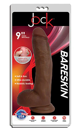 9" BARESKIN DILDO BY JOCK w. BALLS - Dark - Image 3