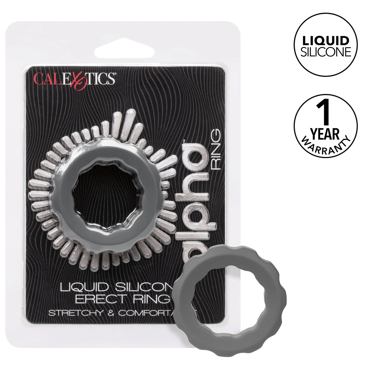 Alpha Liquid Silicone Erect Ring - Grey - Image 6