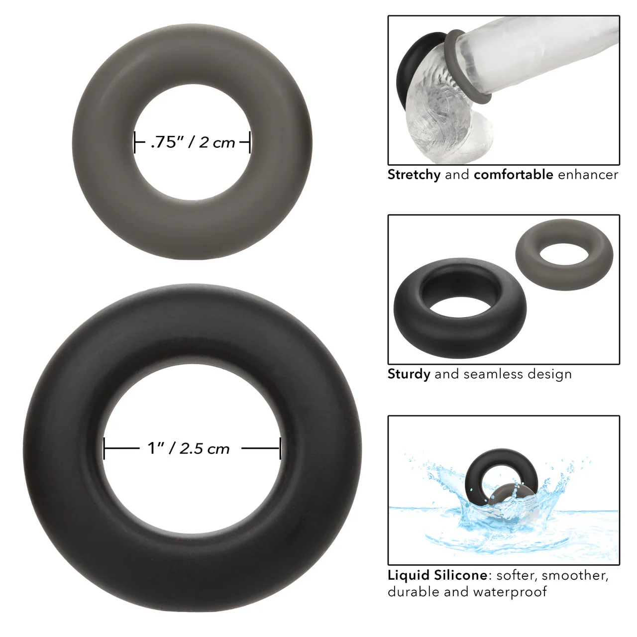 Alpha Liquid Silicone Prolong Cock Ring (2 Piece Set) - Image 6