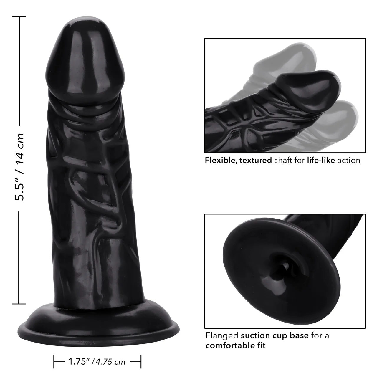 Anal Toys Back End Chubby Suction Cup Base Dildo - Black - Image 5