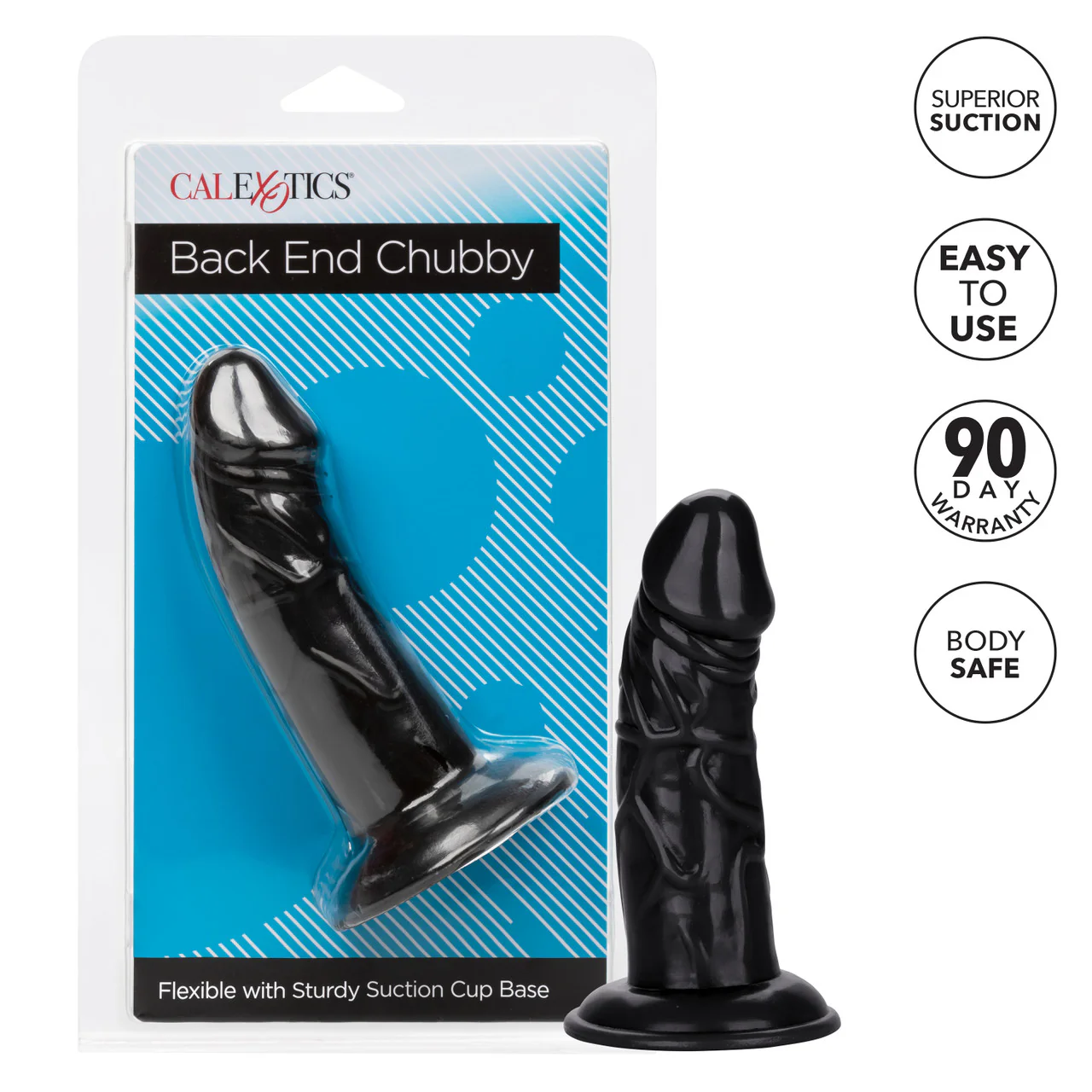 Anal Toys Back End Chubby Suction Cup Base Dildo - Black - Image 6