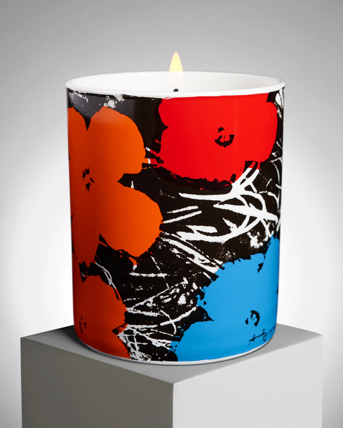 Andy Warhol Blue / Orange / Red Flower Candle - Image 2