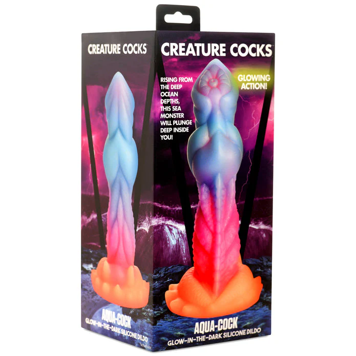 Aqua-Cock Glow-in-the-Dark Silicone Dildo by Creature Cocks - Image 10