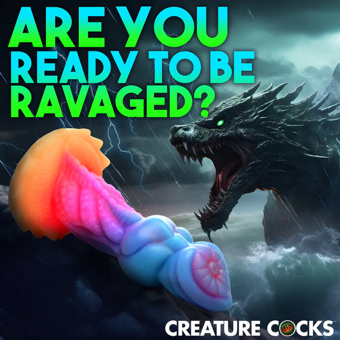 Aqua-Cock Glow-in-the-Dark Silicone Dildo by Creature Cocks - Image 3