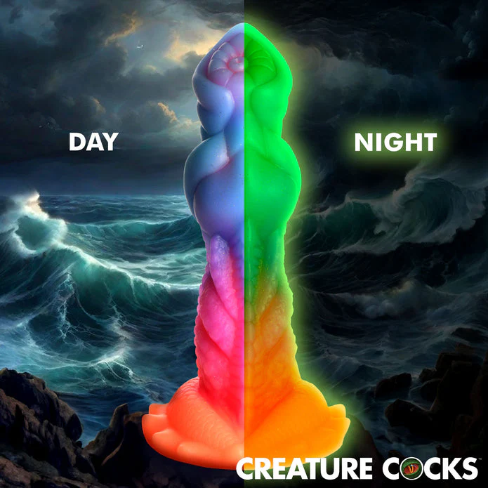 Aqua-Cock Glow-in-the-Dark Silicone Dildo by Creature Cocks - Image 5