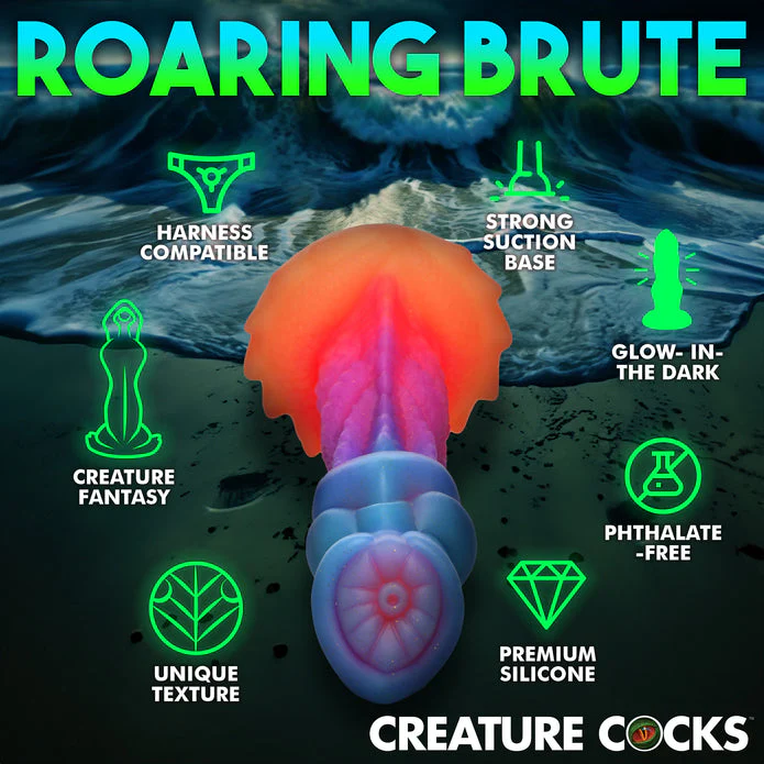 Aqua-Cock Glow-in-the-Dark Silicone Dildo by Creature Cocks - Image 6