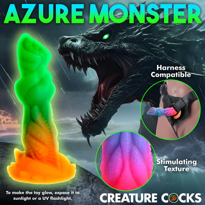 Aqua-Cock Glow-in-the-Dark Silicone Dildo by Creature Cocks - Image 7