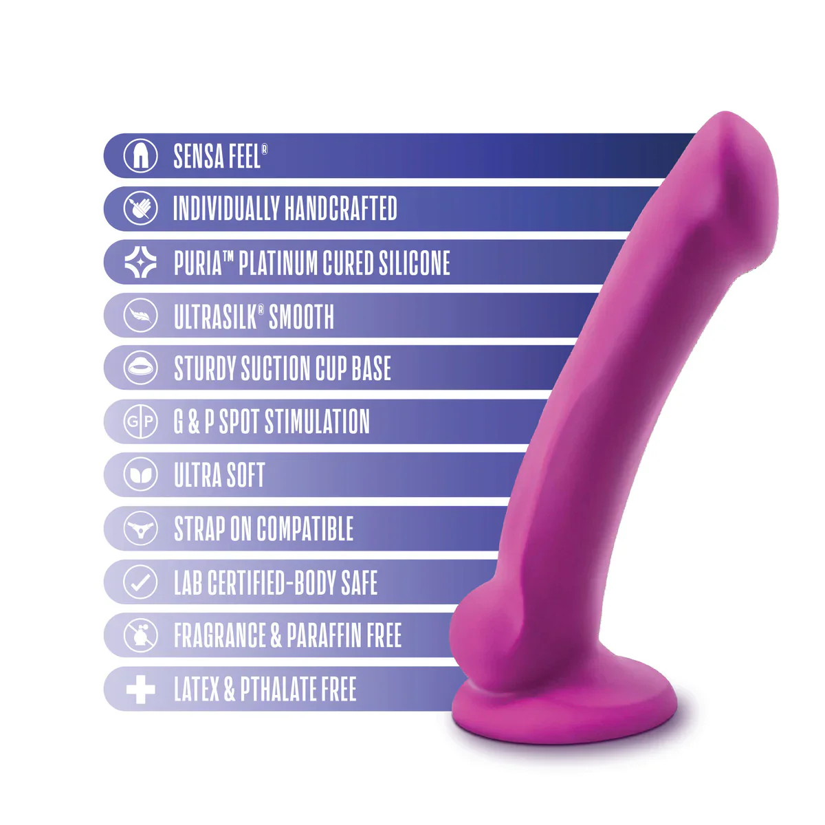 Avant Ergo Mini Violet D9 Artisan 7 Inch Thin Dildo with Suction Cup Base - Image 3