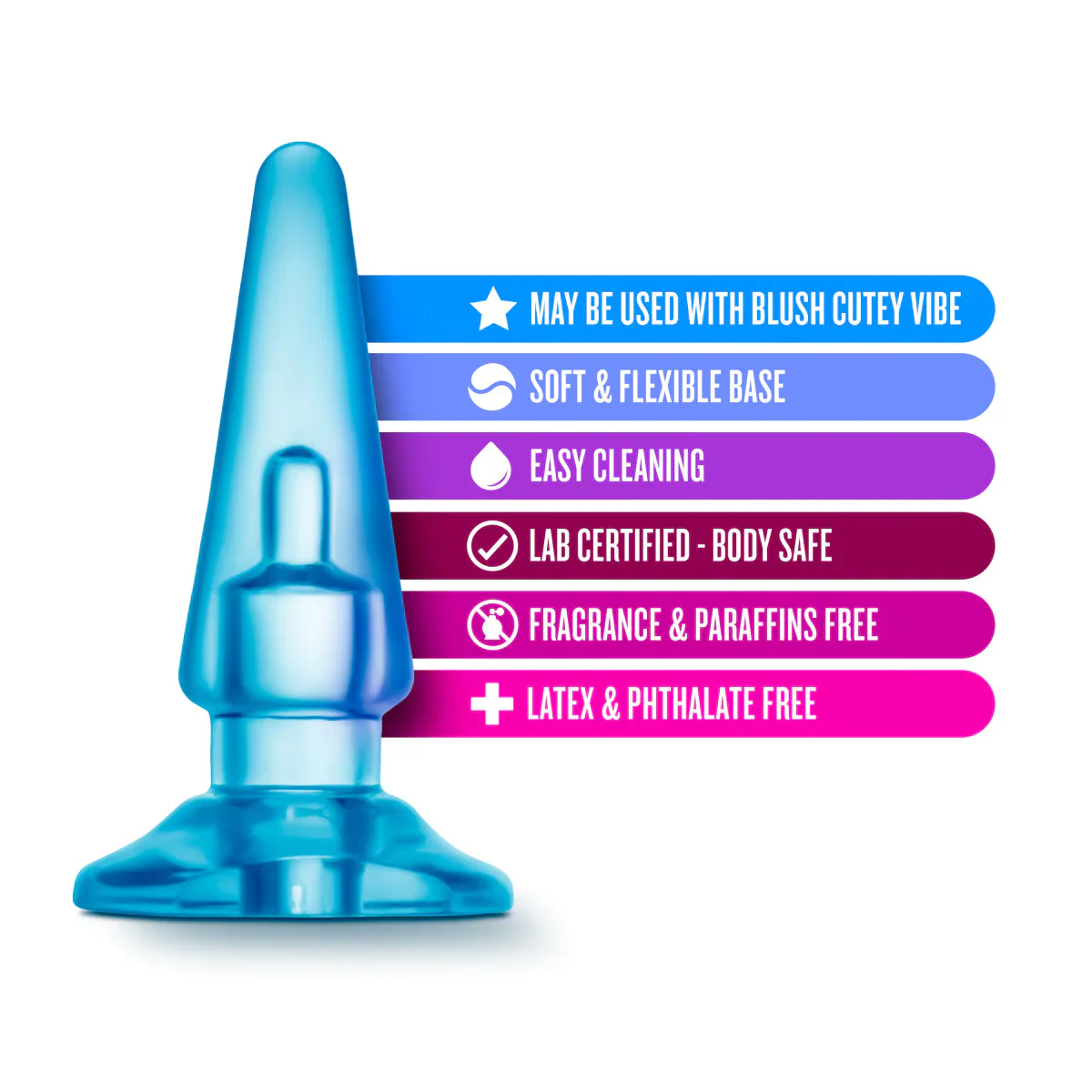 B Yours Basic Blue 4-Inch Anal Plug - Image 3