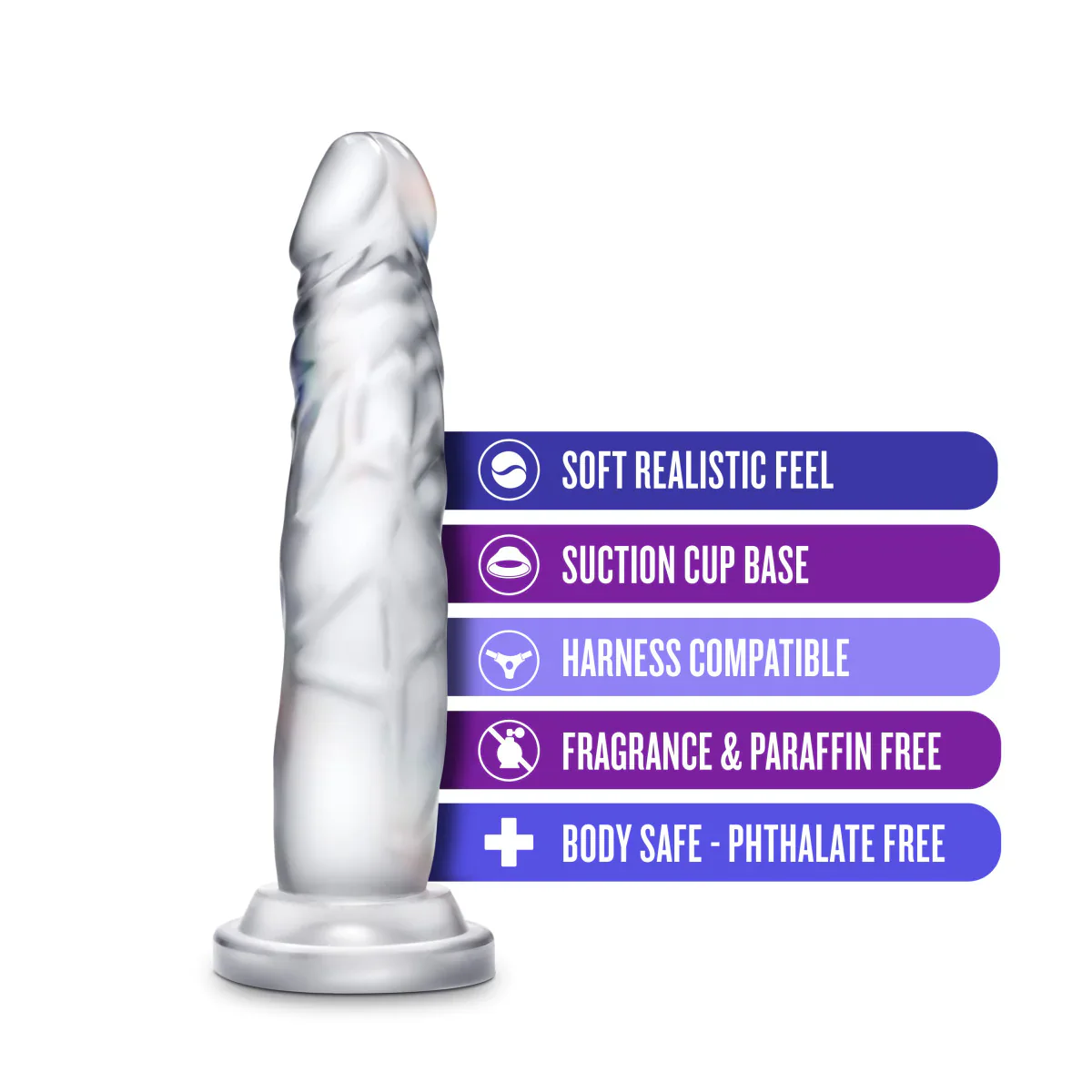 B Yours Diamond Crystal Realistic Clear 7.5-Inch Long Dildo - Image 3