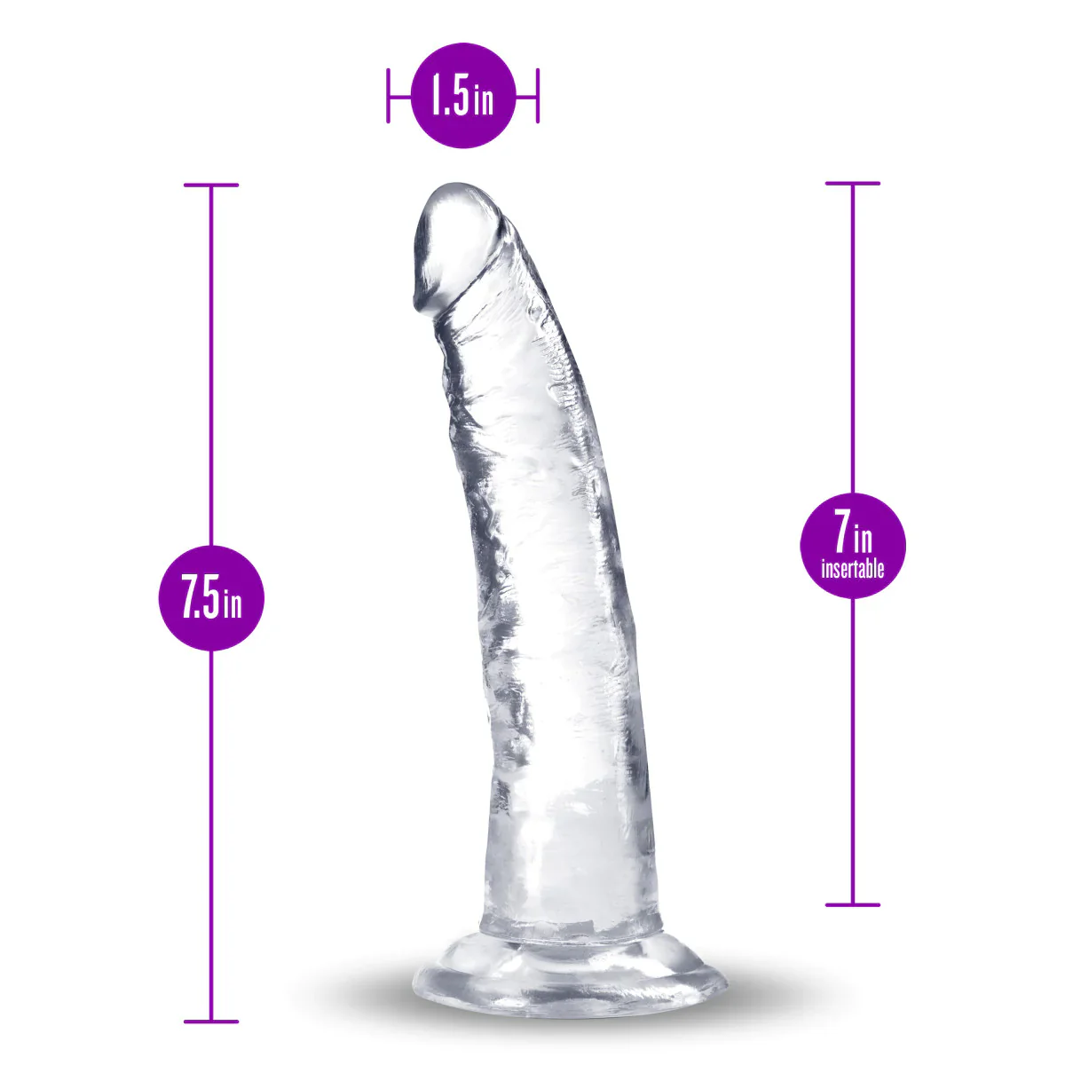 B Yours Plus Lust N’ Thrust Realistic Clear 7.5-Inch Long Dildo - Image 2