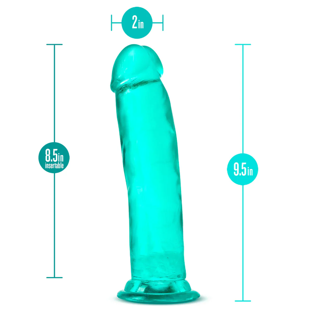 B Yours Plus Thrill Nā Drill Realistic Teal 9.5-Inch Long Dildo - Image 2