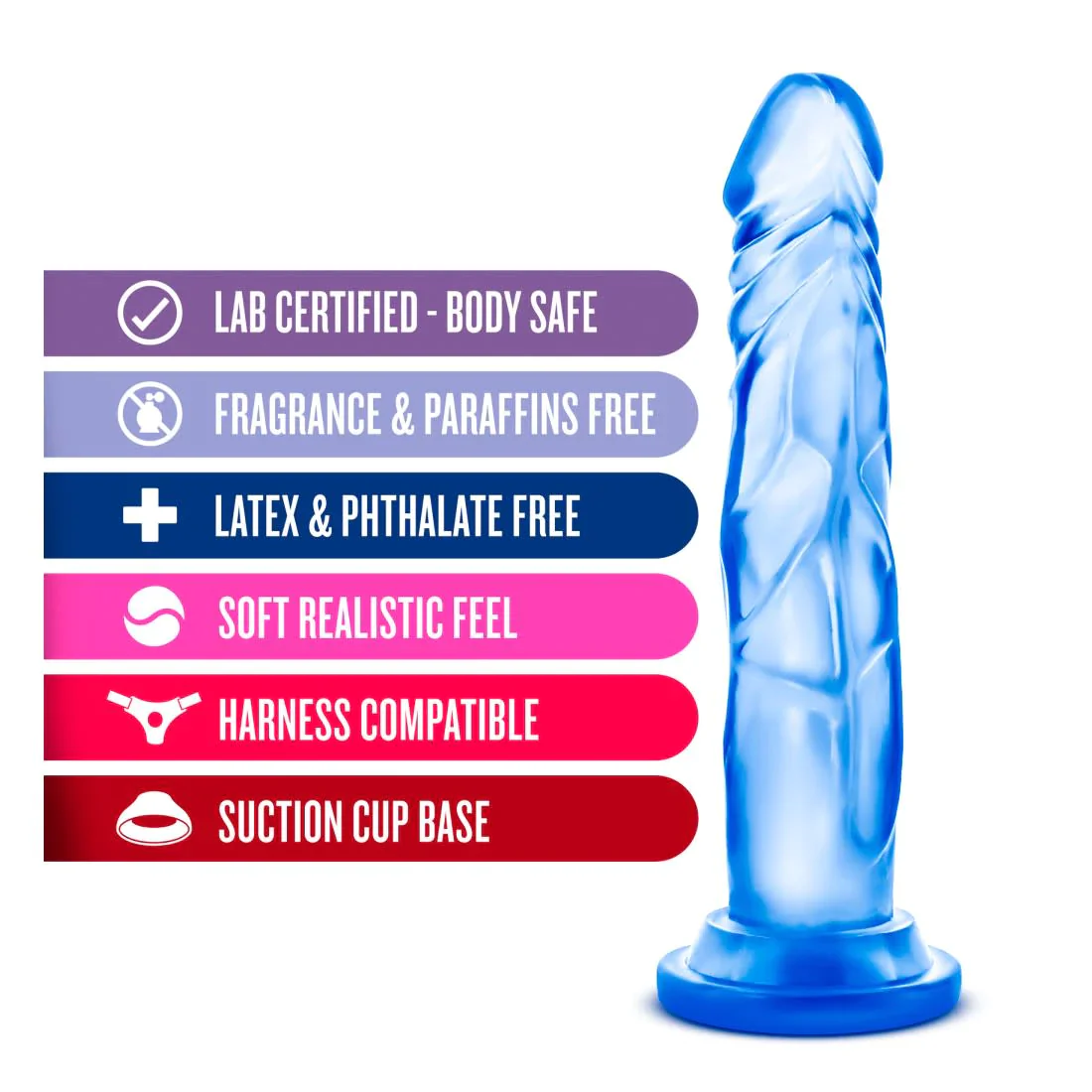 B Yours Sweet N' Hard 5 Realistic Blue 7.5-Inch Long Dildo - Image 3