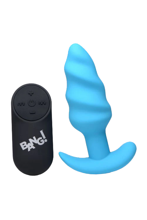 BANG Remote Control 21X Vibrating Silicone Swirl Butt Plug - Blue - Image 2
