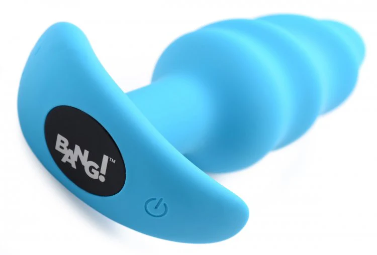 BANG Remote Control 21X Vibrating Silicone Swirl Butt Plug - Blue - Image 4