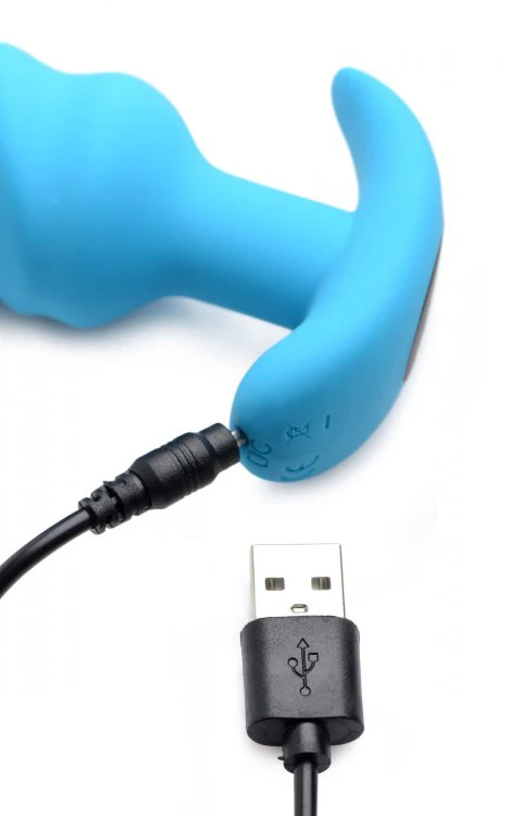 BANG Remote Control 21X Vibrating Silicone Swirl Butt Plug - Blue - Image 5