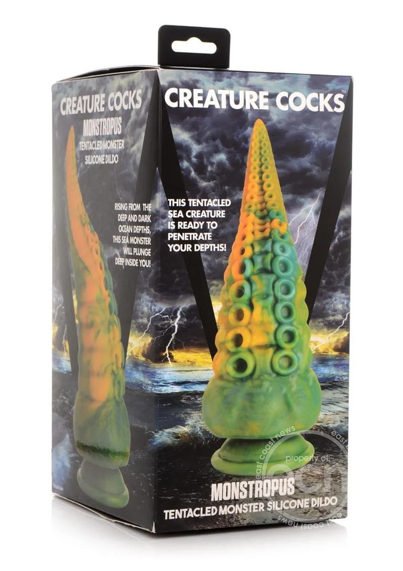 Creature Cocks Monstropus Tentacled Monster Silicone Dildo - Green/Yellow/Blue - Image 2
