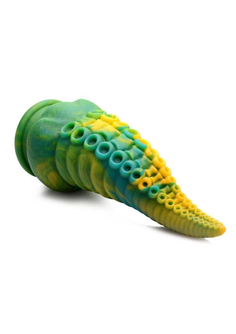 Creature Cocks Monstropus Tentacled Monster Silicone Dildo - Green/Yellow/Blue - Image 4