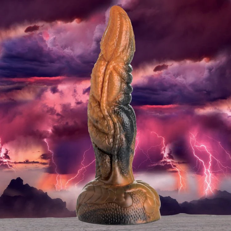 Creature Cocks Ravager Rippled Tentacled Monster Silicone Dildo - Red/Orange/Brown