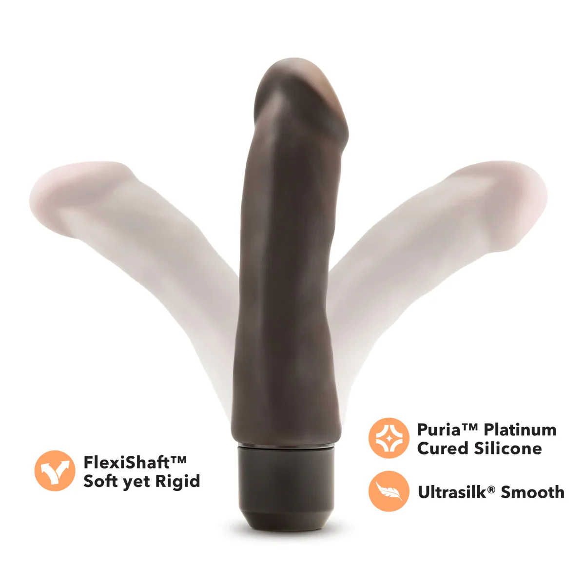 Dr. Skin Silicone Brown 7.75-Inch Long Vibrating Dildo - Image 5