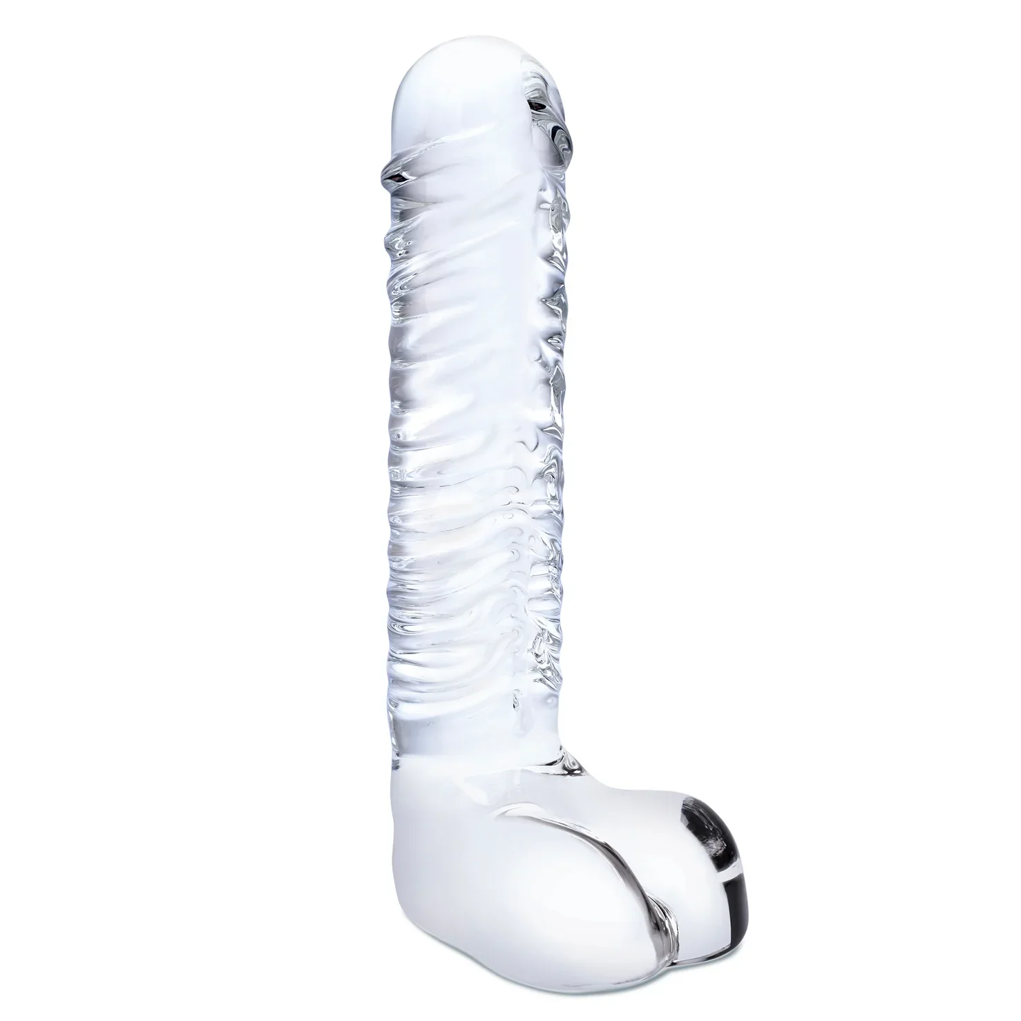 Gläs 8" Realistic Ribbed Glass Dildo with Balls - Image 2