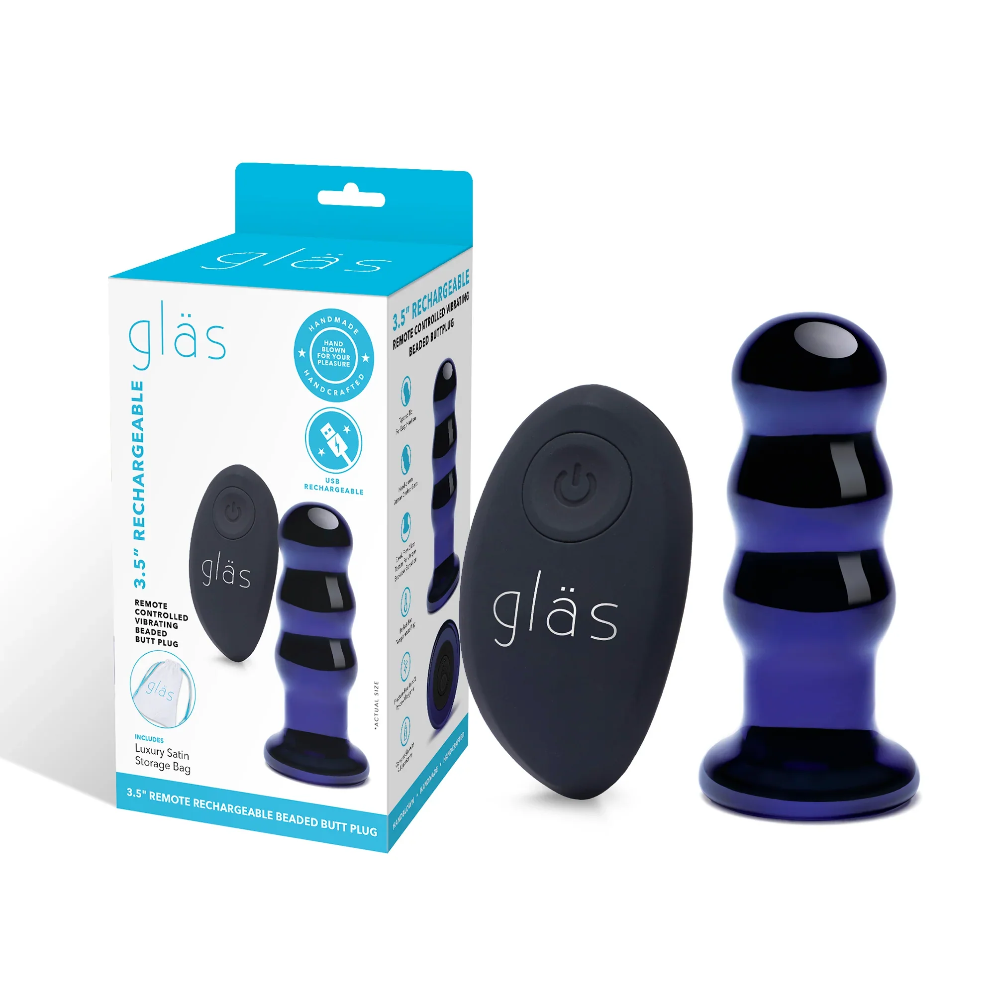 Gläs Rechargeable Remote Controlled Vibrating Beaded Buttplug