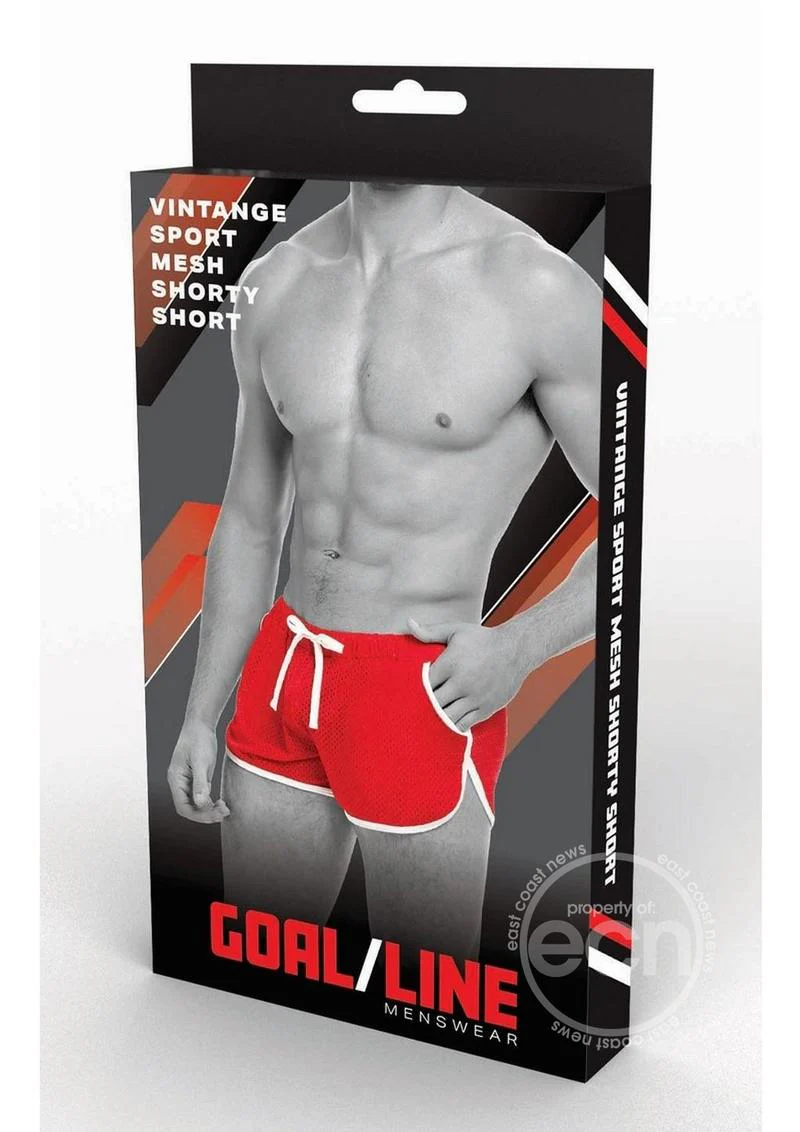 Goal Line Side Split Mesh Booty Shorts Red - Image 2