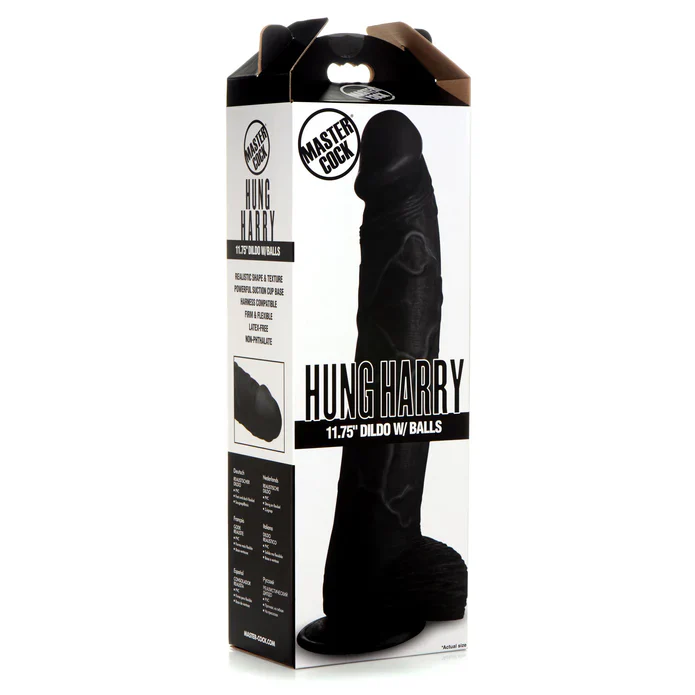 Hung Harry 11.75" Dildo With Balls - Black - Image 6