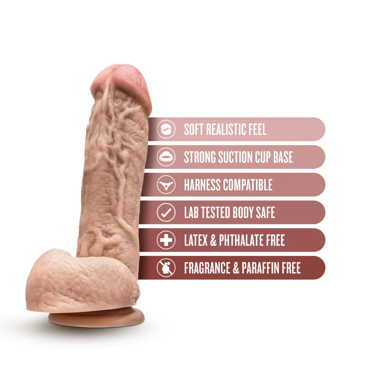 Hung Rider Trigger Realistic Beige 8.5-Inch Long Dildo With Balls - Image 2