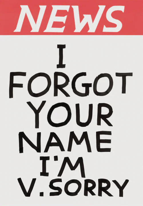 I Forgot Your Name I'm V. Sorry Magnet by David Shrigley x Third Drawer Down