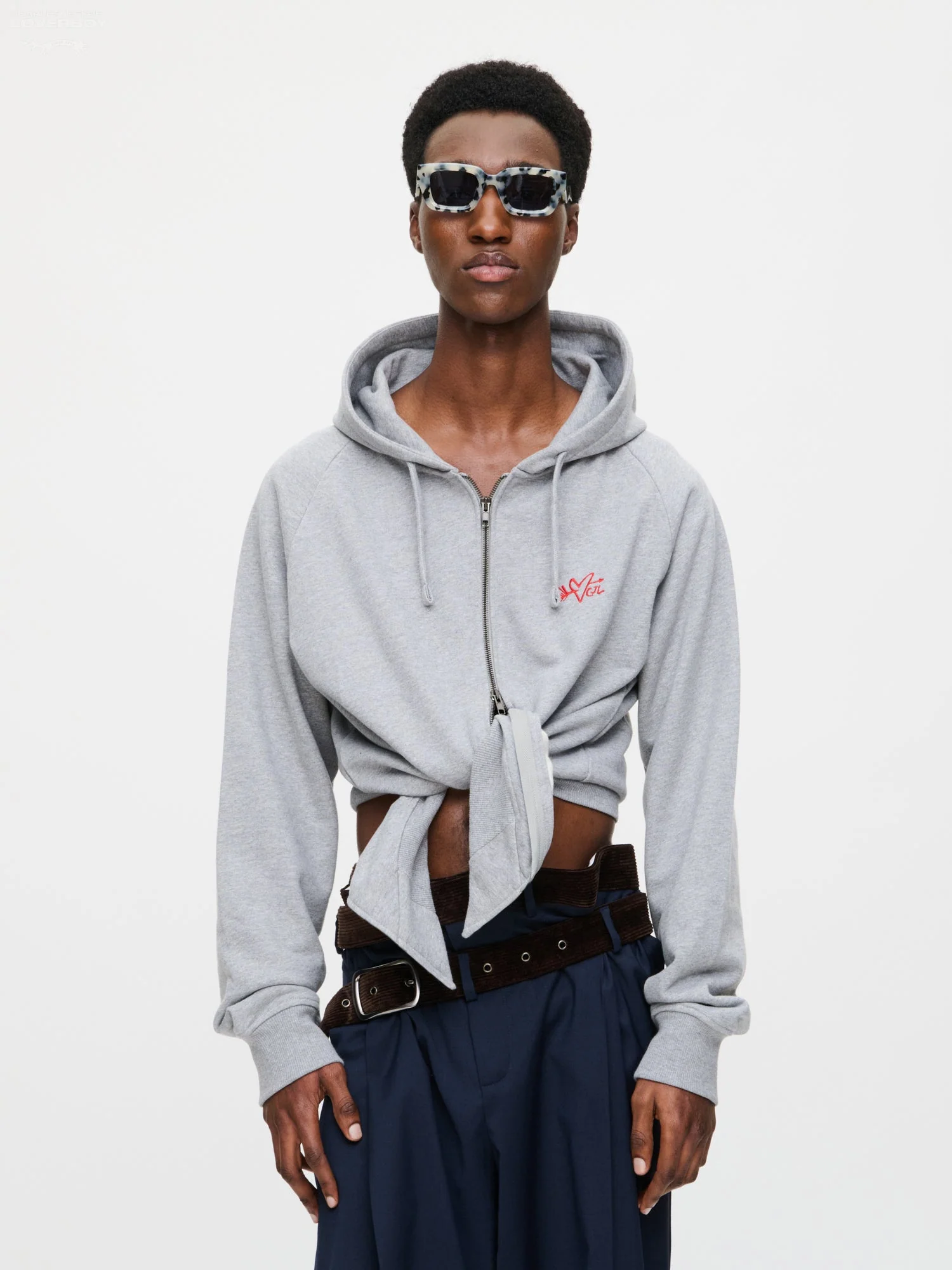 LOVERBOY BY CHARLES JEFFREY ALL TIED UP HOODY in GREY MARL - Image 3