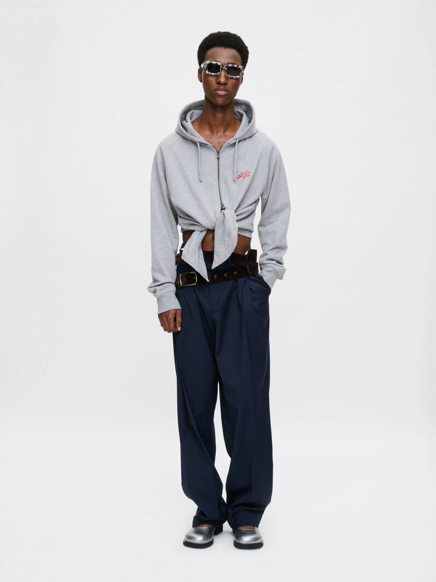 LOVERBOY BY CHARLES JEFFREY ALL TIED UP HOODY in GREY MARL - Image 5