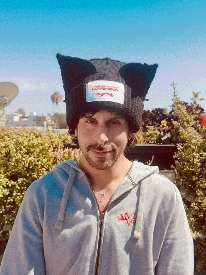 LOVERBOY BY CHARLES JEFFREY CHUNKY EARS BEANIE in BLACK