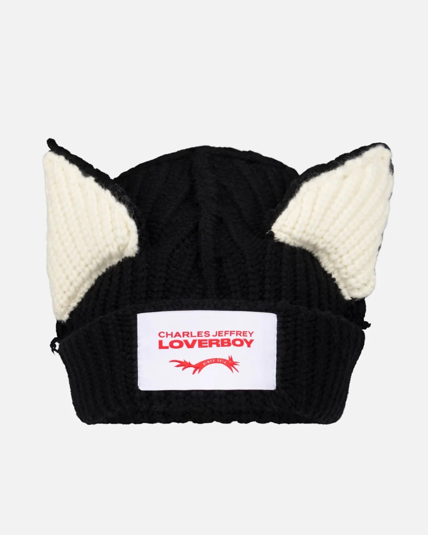 LOVERBOY BY CHARLES JEFFREY CHUNKY EARS BEANIE in BLACK / ECRU - Image 5