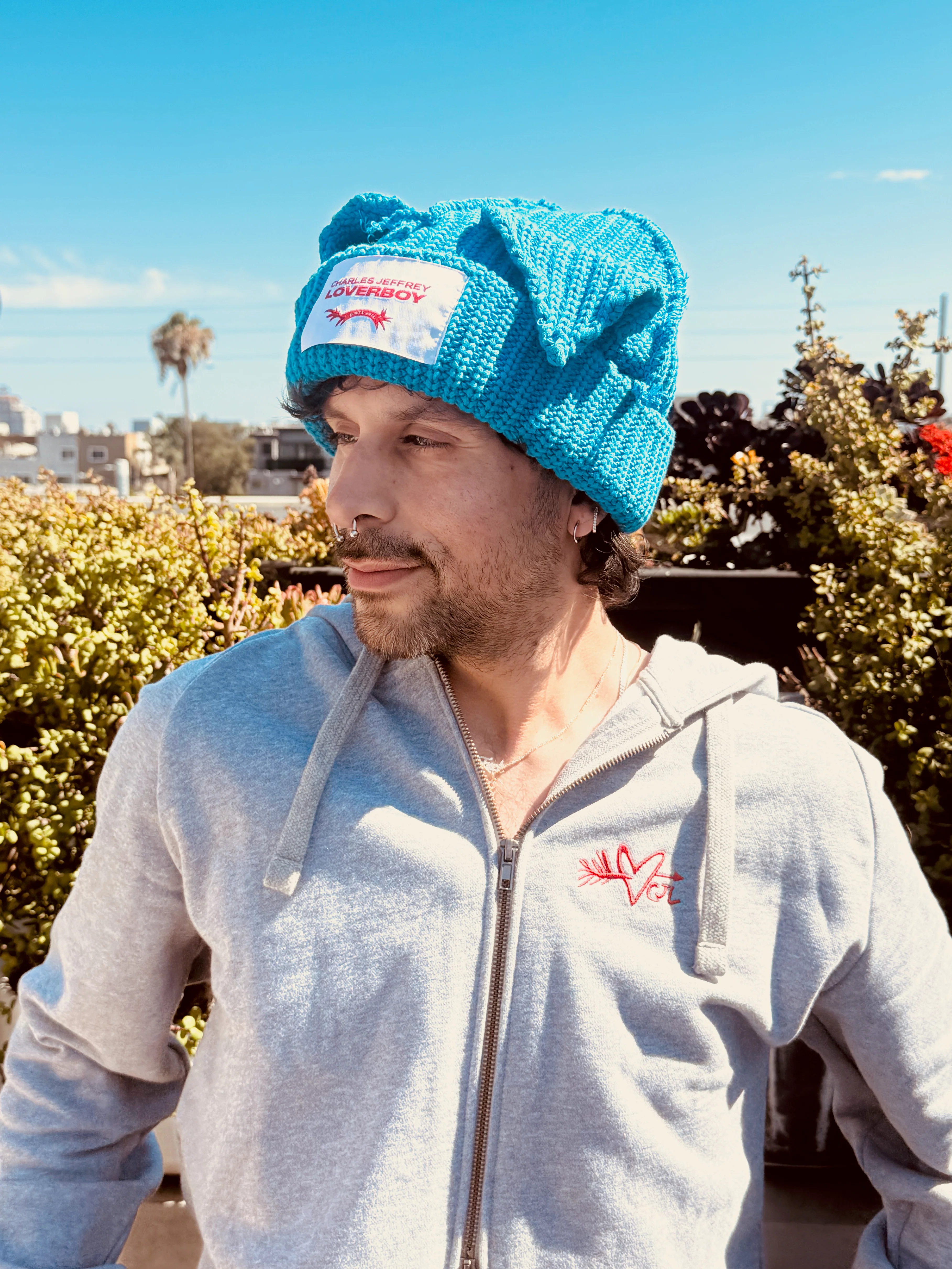 LOVERBOY BY CHARLES JEFFREY CHUNKY EARS BEANIE in LIGHT BLUE - Image 8