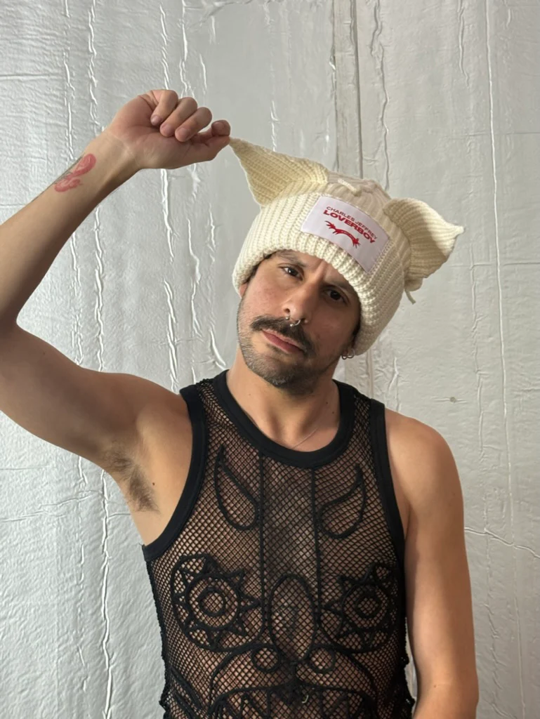 LOVERBOY BY CHARLES JEFFREY CHUNKY EARS BEANIE WHITE - Image 4