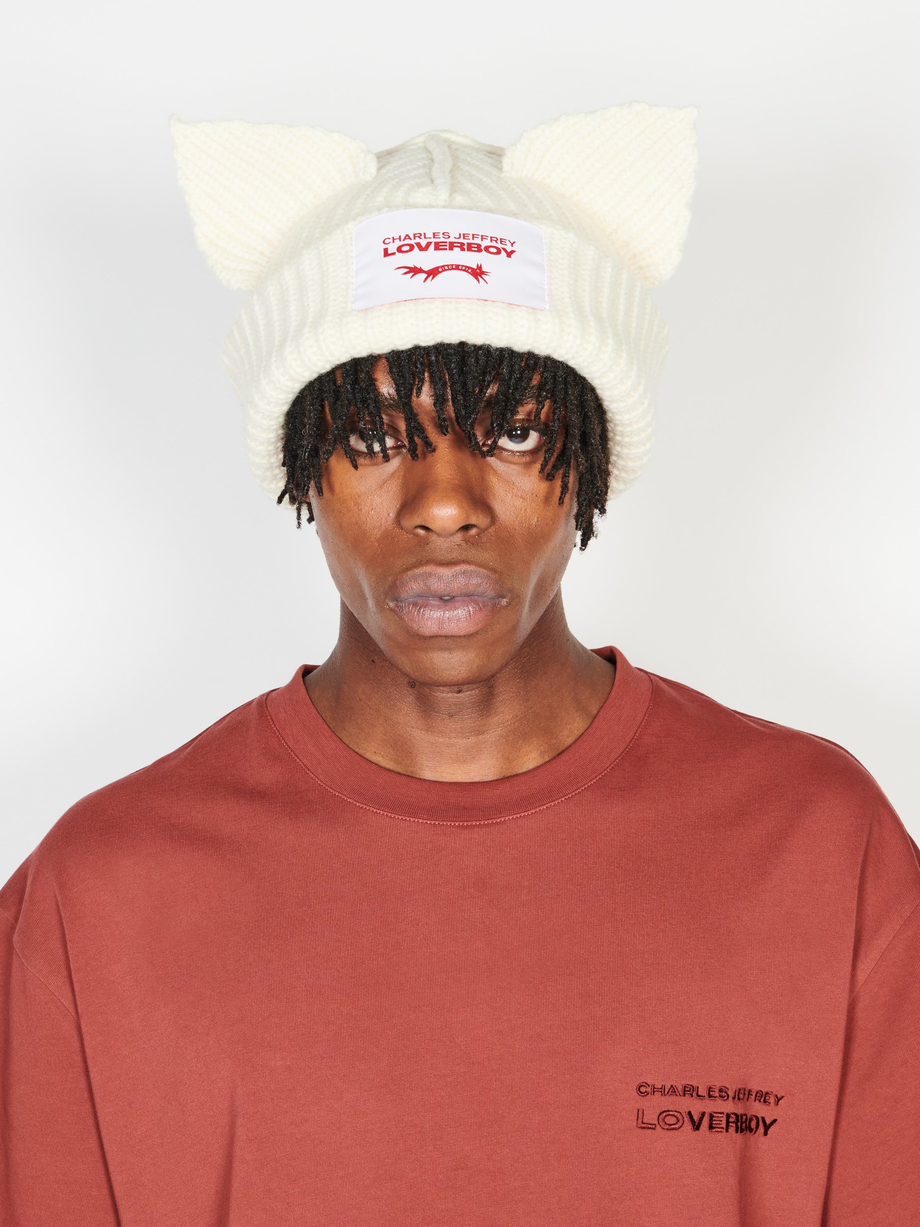 LOVERBOY BY CHARLES JEFFREY CHUNKY EARS BEANIE WHITE - Image 5