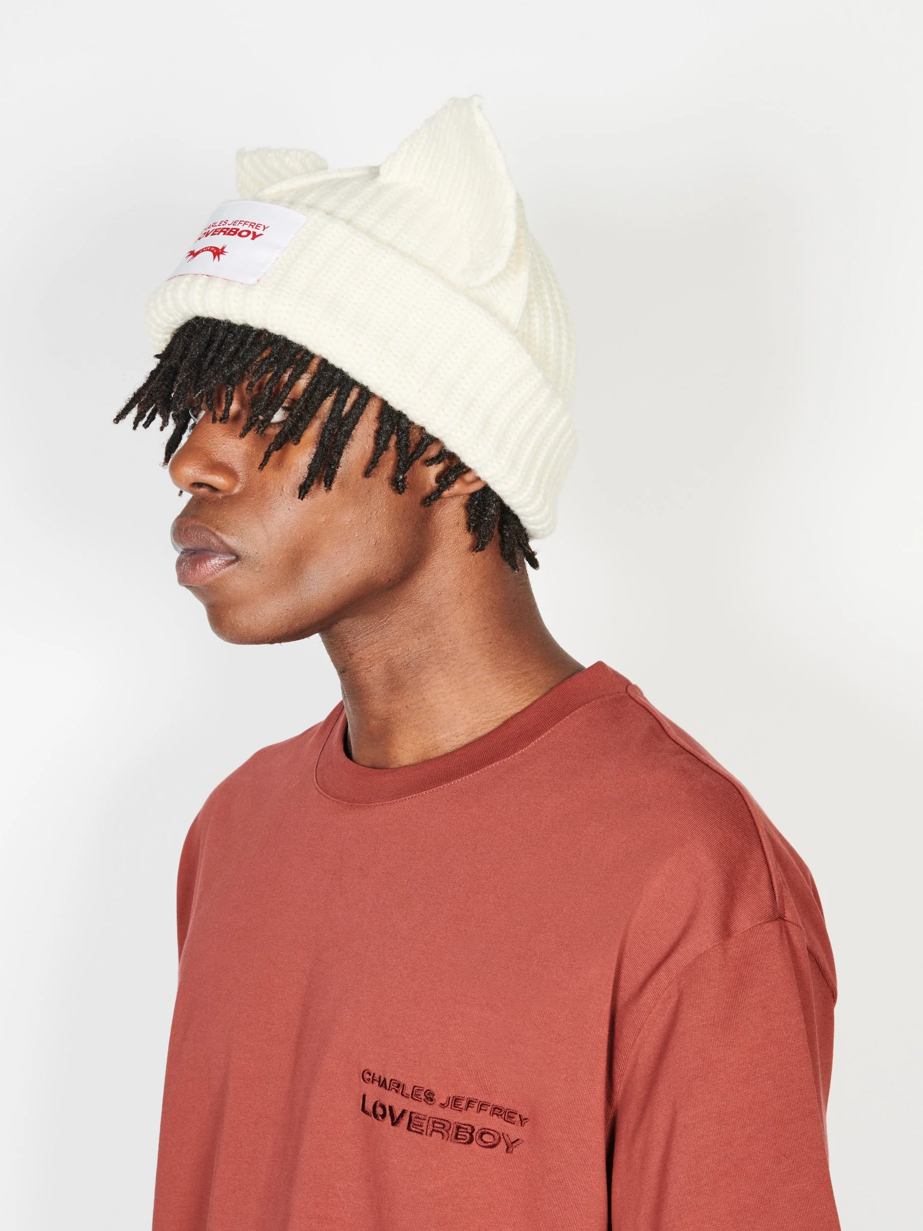 LOVERBOY BY CHARLES JEFFREY CHUNKY EARS BEANIE WHITE - Image 6