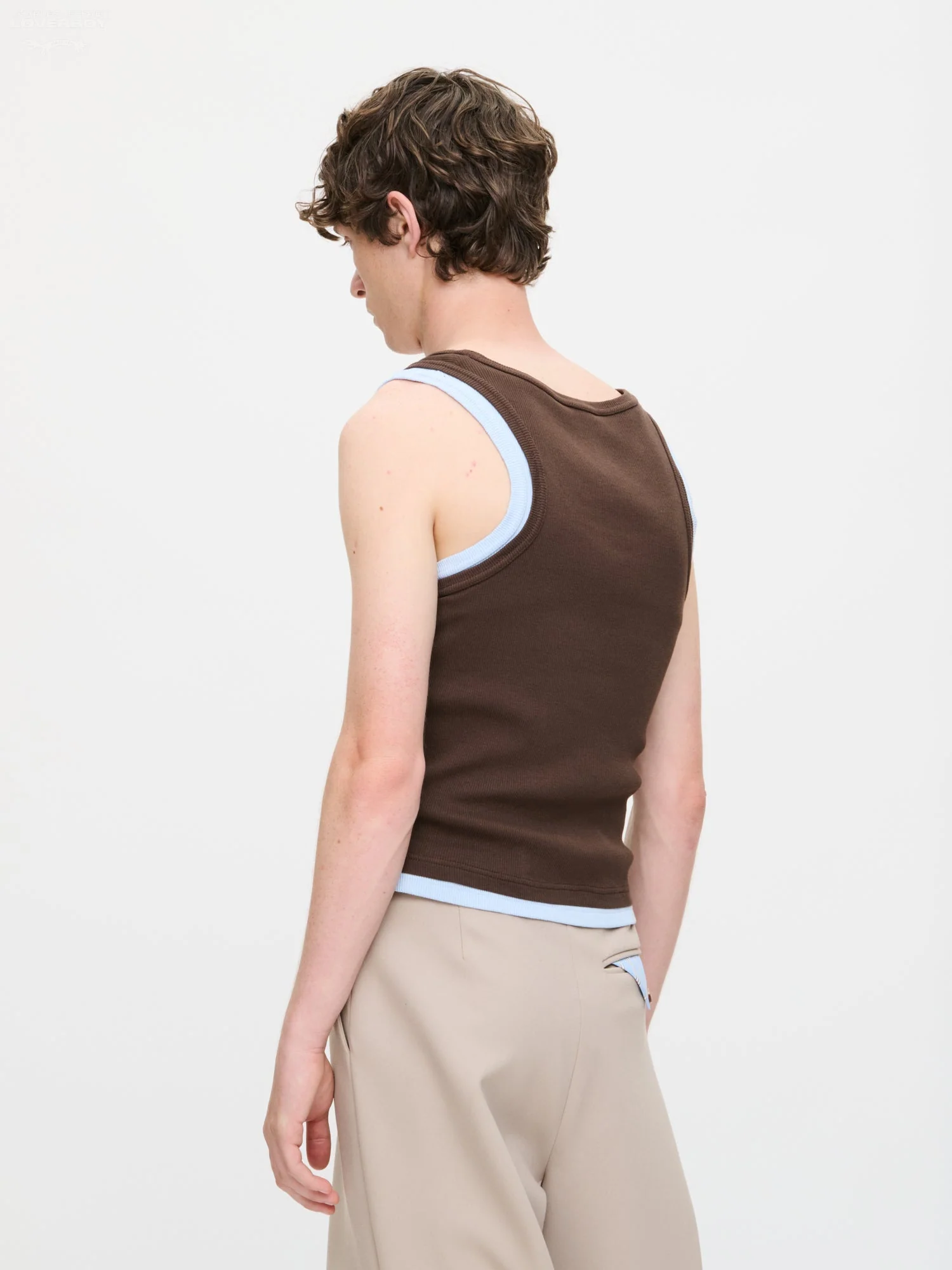 LOVERBOY BY CHARLES JEFFREY DOUBLE TANK IN BROWN + LIGHT BLUE - Image 5