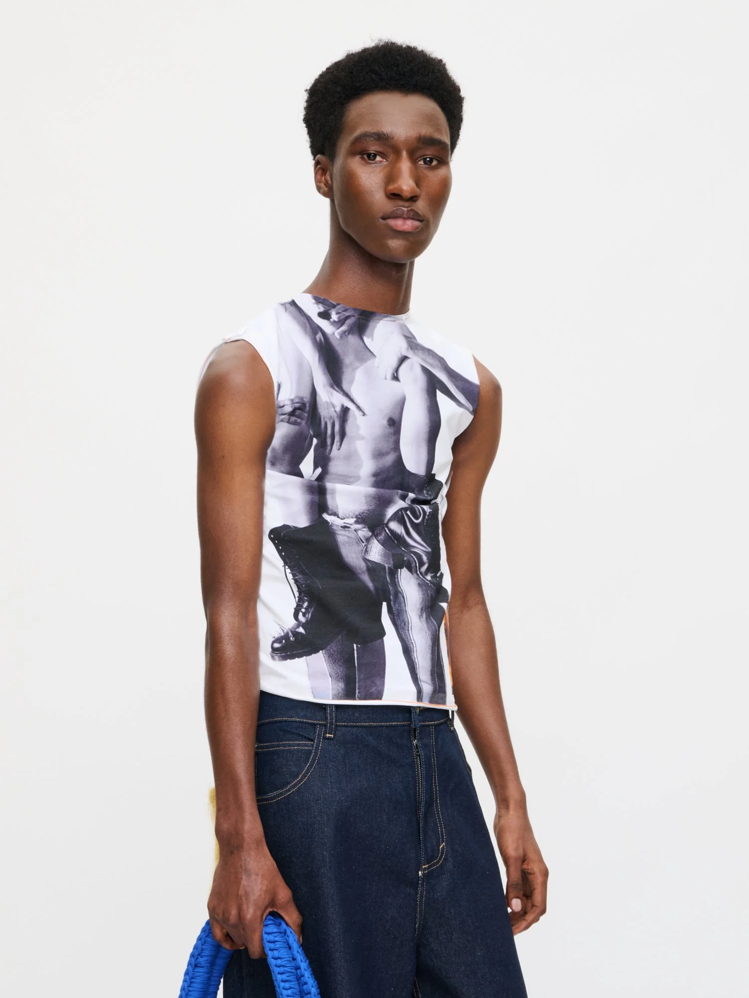 LOVERBOY BY CHARLES JEFFREY GRAPHIC TANK TOP in WHITE - Image 4