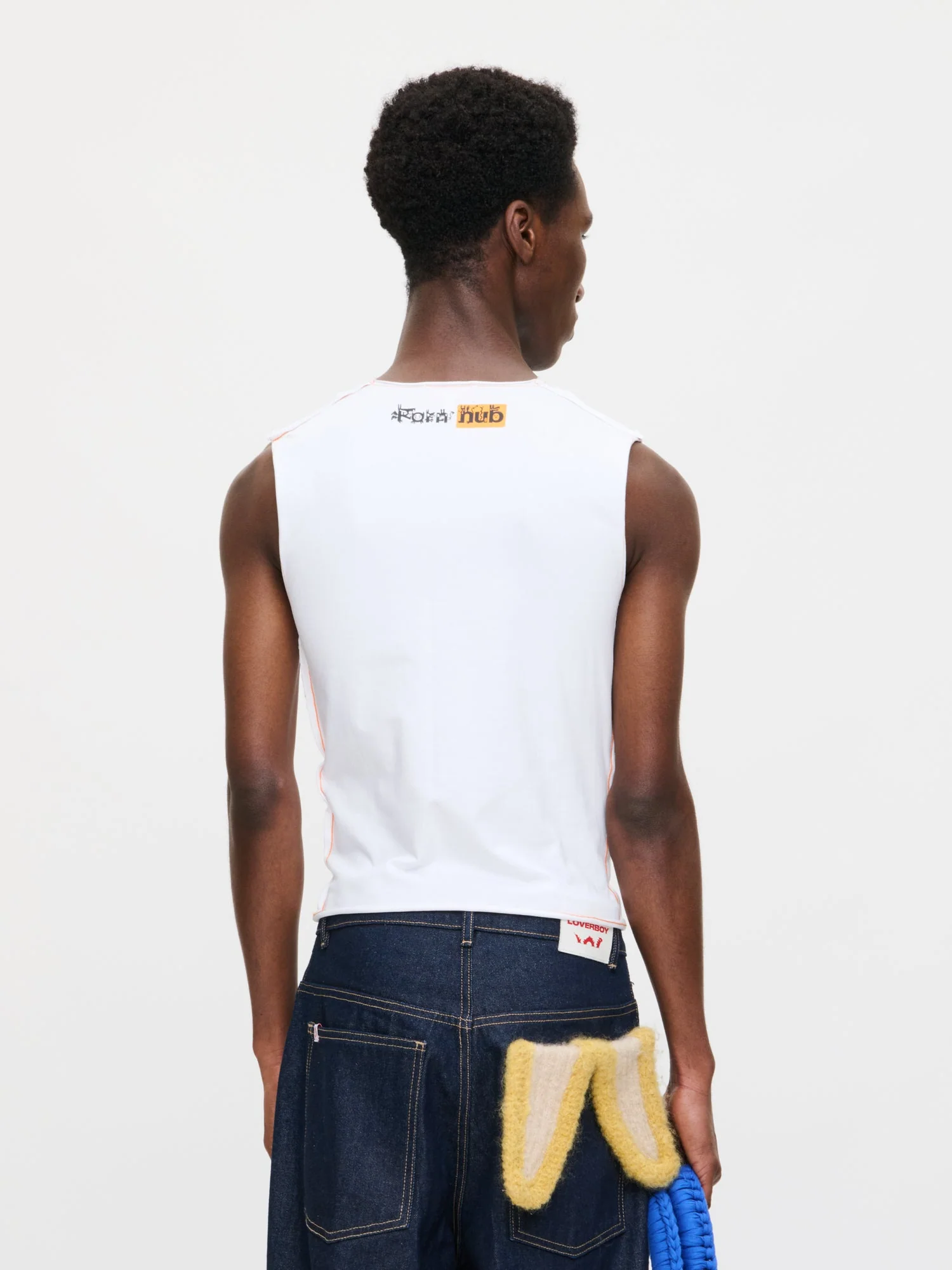 LOVERBOY BY CHARLES JEFFREY GRAPHIC TANK TOP in WHITE - Image 5