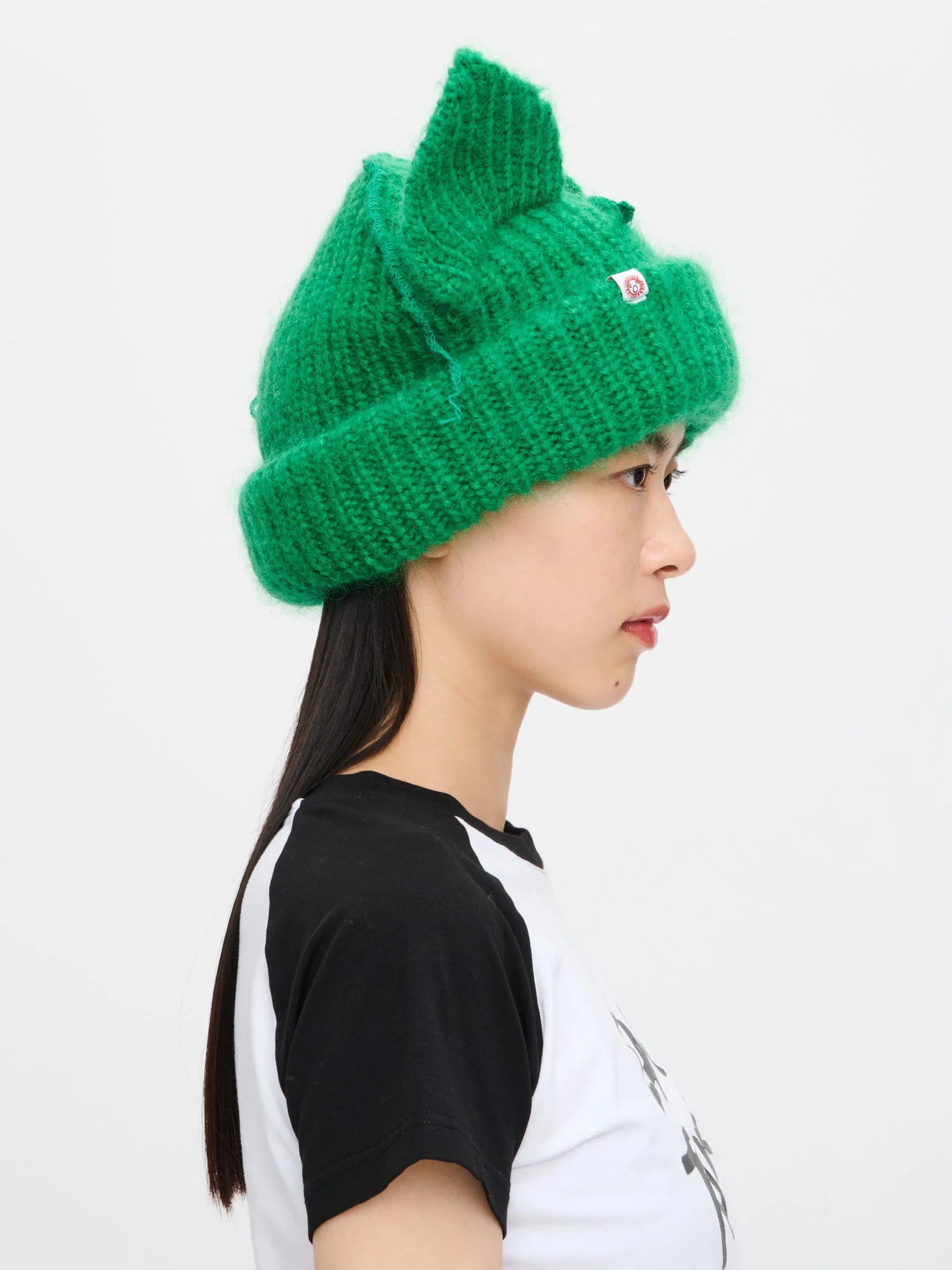 LOVERBOY BY CHARLES JEFFREY MOHAIR CHUNKY EARS BEANIE in GREEN - Image 7