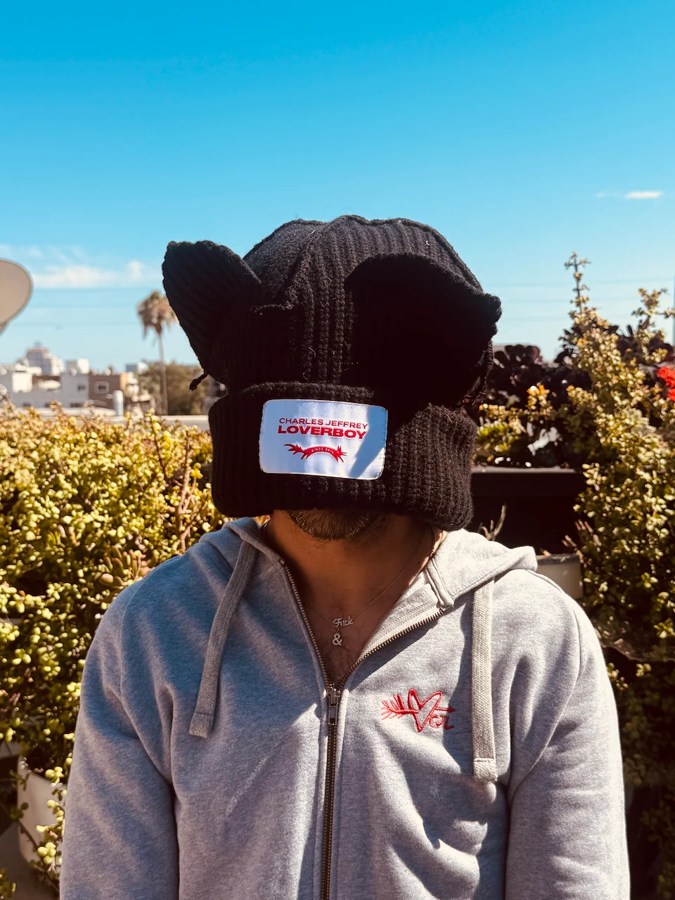 LOVERBOY BY CHARLES JEFFREY SUPERSIZED CHUNKY EARS BEANIE in BLACK - Image 3