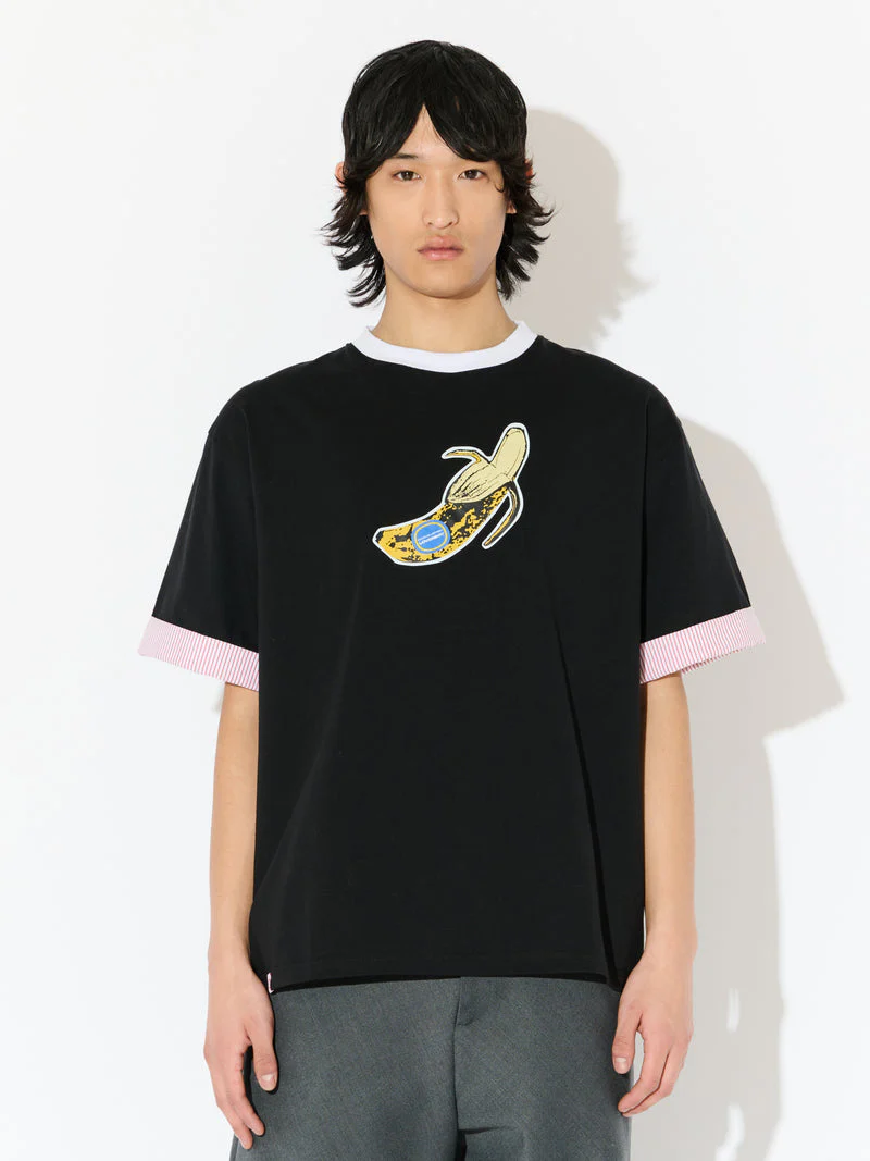 LOVERBOY BY CHARLES JEFFREY TURN UP TEE in BLACK YELLOW - Image 3