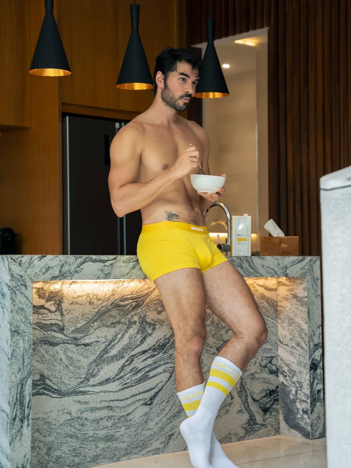 Mounderwear Stripe Athletic Crew Socks Yellow - Image 2