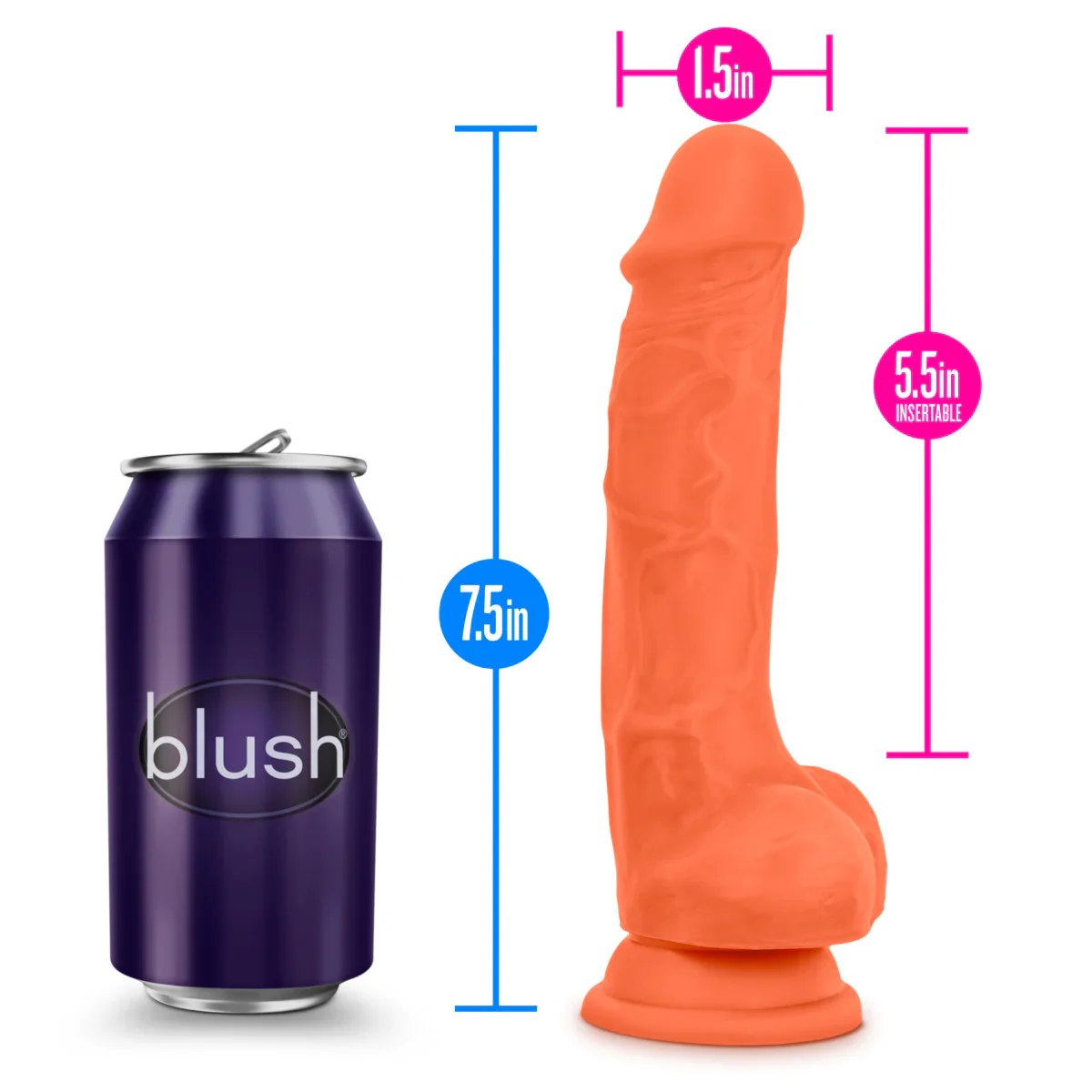 Neo Elite Neon Orange 7.5-Inch Long Dildo - Image 3