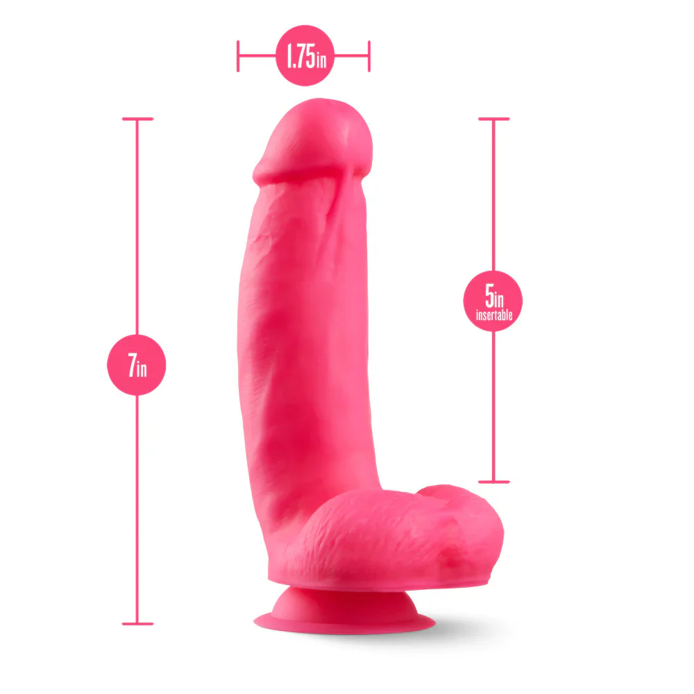 Neo Elite Neon Pink 7-Inch Long Dildo - Image 2