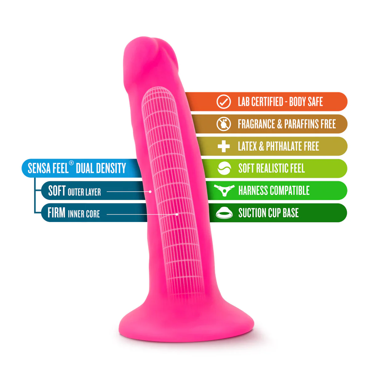 Neo Realistic Neon Pink 6-Inch Long Dildo - Image 3