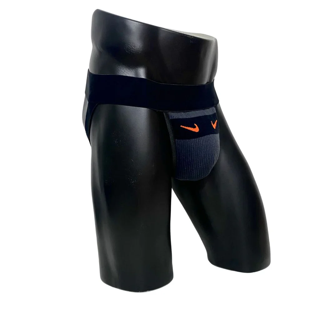 Nike Grey Orange Swoosh Socks Jockstrap By SNEAKERMASK - Image 2