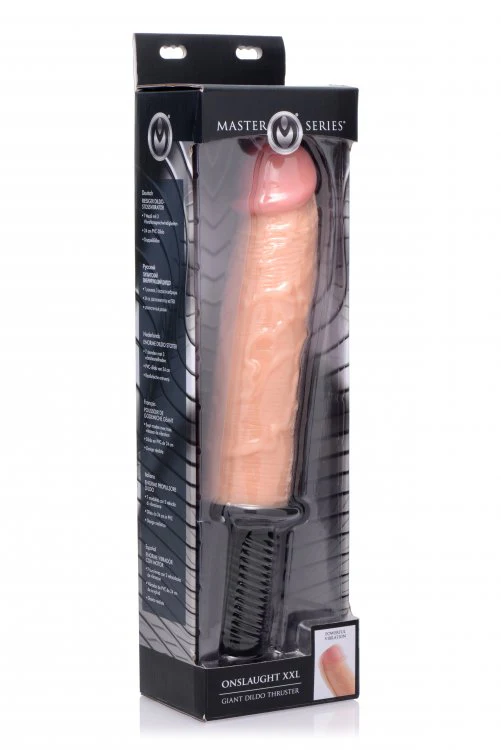 Onslaught 13 Mode XXL Vibrating Giant Dildo Thruster by Master Series - FLESH - Image 7